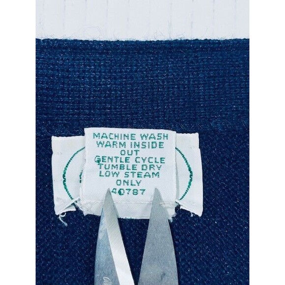 Vintage IZOD Lacoste Cardigan Sweater Mens Size XL Blue Crocodile Logo USA Made - Picture 5 of 12